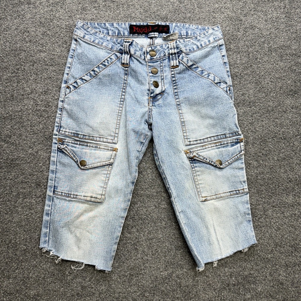 Vintage Y2K Mudd Capris Womens‎ Size 7 Boho Cut Offs Cargo Style